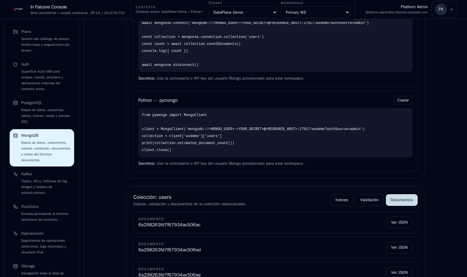 MongoDB document explorer